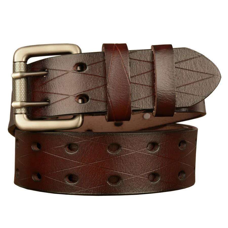 Top Quality Genuine Leather Belts For Men Luxury Brand Strap Male Double Needle Pin Buckle Fancy Vintage Jeans Fashion Business Z260226