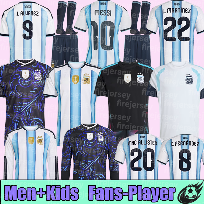 argentinas jerseys 2026 2026 World Cup Argentinas jersey Long sleeves kit soccer Jerseys GARNACHO DE PAUL Football Shirt Men DI Maria Kids Goalkeeper training set