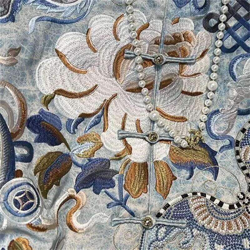 New Chinese Style Double Layer Warm Vest Round Neck Heavy Embroidery Buckle Camisole Vintage Elegant All Match Casual Daily Wear Top MAKOUFEI