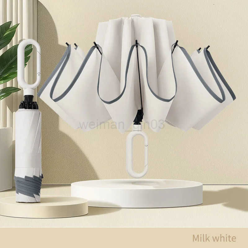 20Bones Windproof Manual Folding Umbrella with Loop Buckle UPF50Mens and Womens Portable Compact Sunshade Umbrella H260314