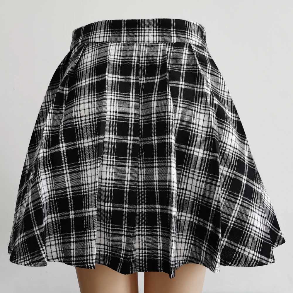 Gothic Sweet Women Pleated Skirt Fashion Plaid Mini High Waist Chic Skirt Kawaii Summer Casual Ladies Plaid Pleated Skirt M260314