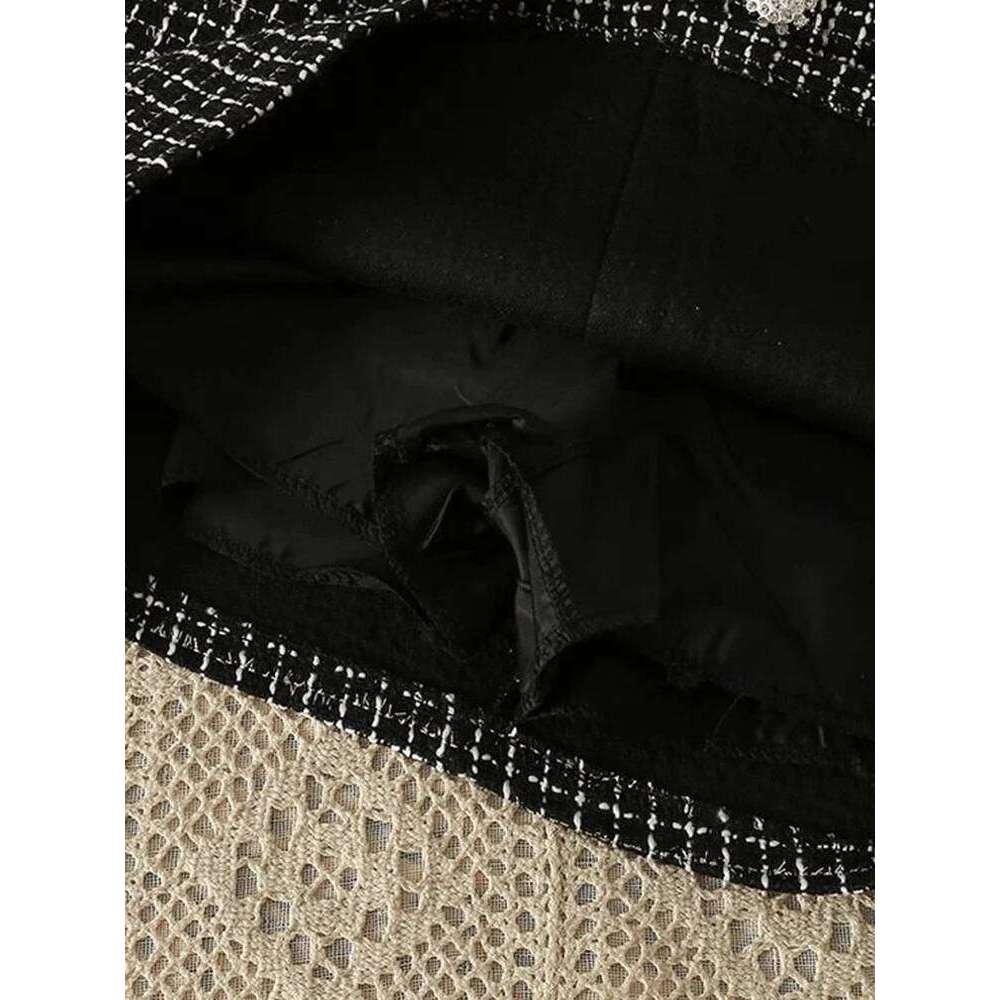 High Waist Thicken Tweed Short Pencil Skirt With Button Autumn Winter Vintage Plaid Slim Bodycon Mini Skirts Lady Z260314