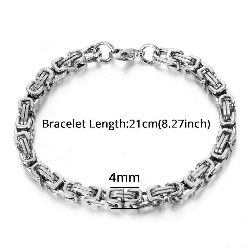 Punk Fashion 4mm Byzantine Link Gold Silver Color Stainless Steel Hand Chain Bracelet for Men Women Party Vintage Jewelry Z260313