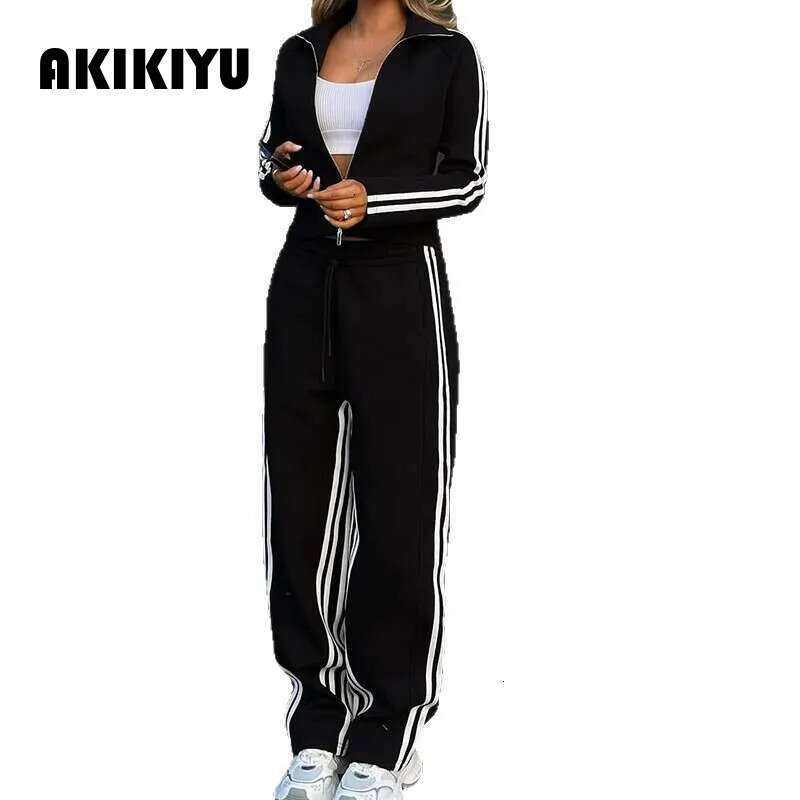 Spring Fashionable Sleeve Sportswear For Women Autumn Casual Style Two-Piece Set Long Pants Comfortable Breathable AKIKIYU - view 6