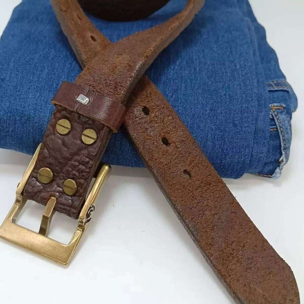 3.8CM Men's Thickened Copper Buckle Full Grain Luxury Handmade Belts Men High Quality Genuine Leather For Man Brown Gift Z260226