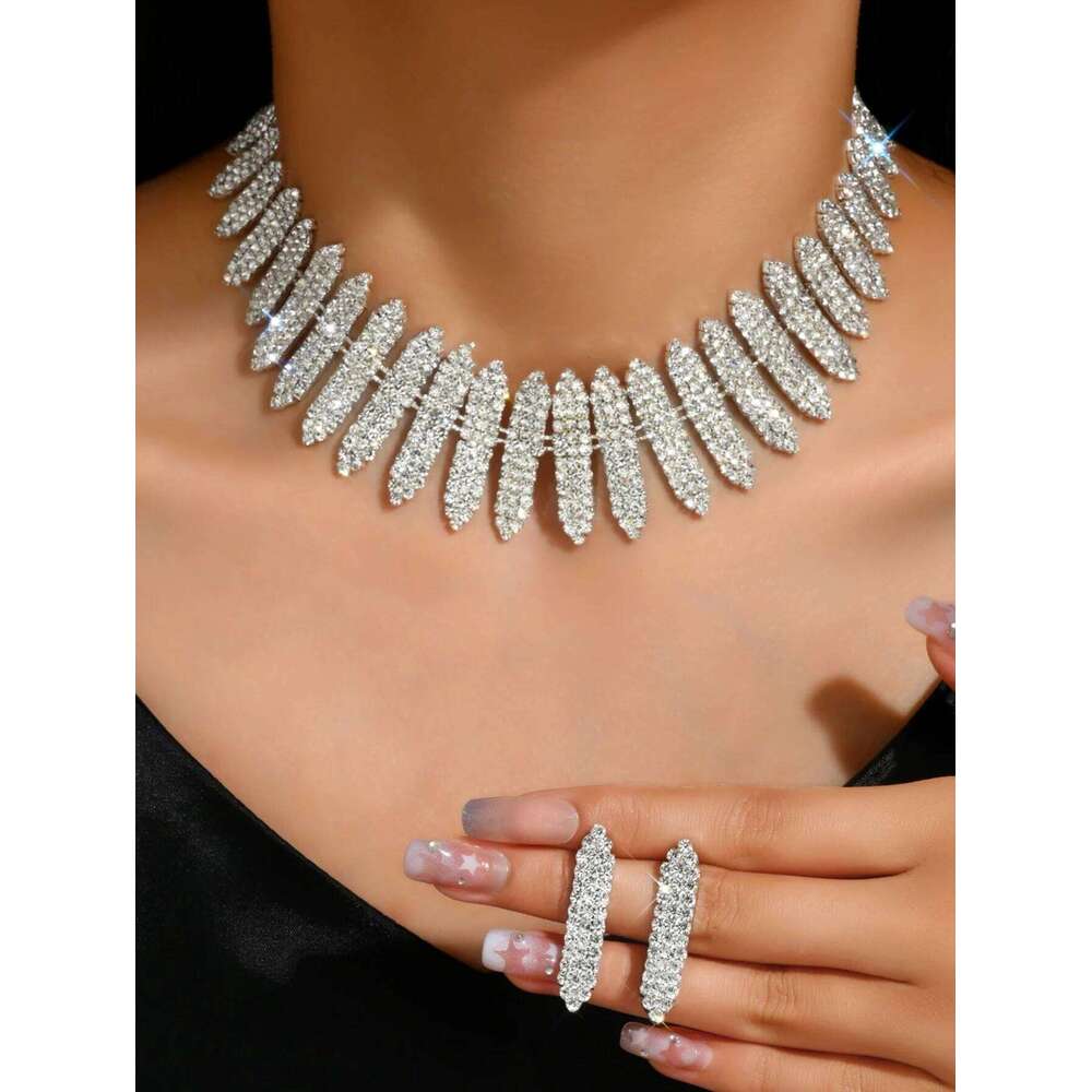 3 Women's Jewelry Set Tassel Water Diamond Earrings Necklace Luxury Party Fashion Accessories Z260313