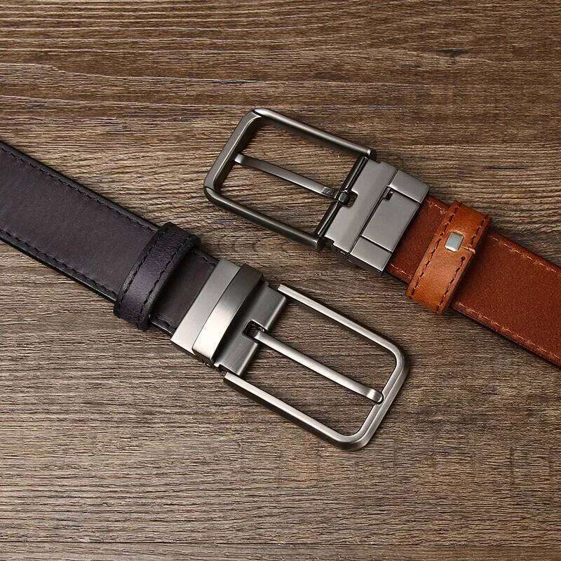 3.3CM Pure Cowhide Genuine Leather for Men's High Quality Jeans Pin Buckle Business Belts Cowboy Waistband Male Fashion Z260226