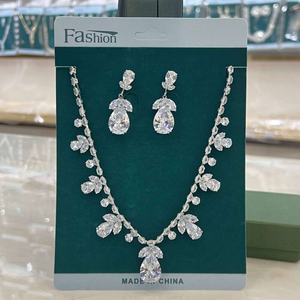 New French Ocean Zircon Necklace Earrings Set Fairy Tree Seal Fine Pair Dress Accessories Women Z260313