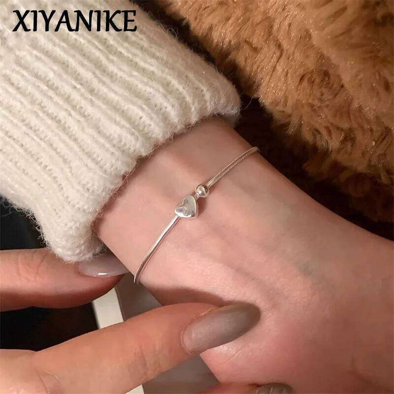 XIYANIKE Silver Color Love Heart Snake Chain Bracelet For Women Girl Summer Fashion New Jewelry Gift Party pulseras mujer Z260313