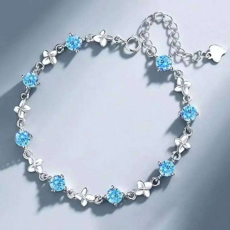 925 Sterling Silver Leaf Shaped Bracelet for Women Vintage Korean Shiny White Crystal Adjustable Bracelets Party Jewelry Z260313