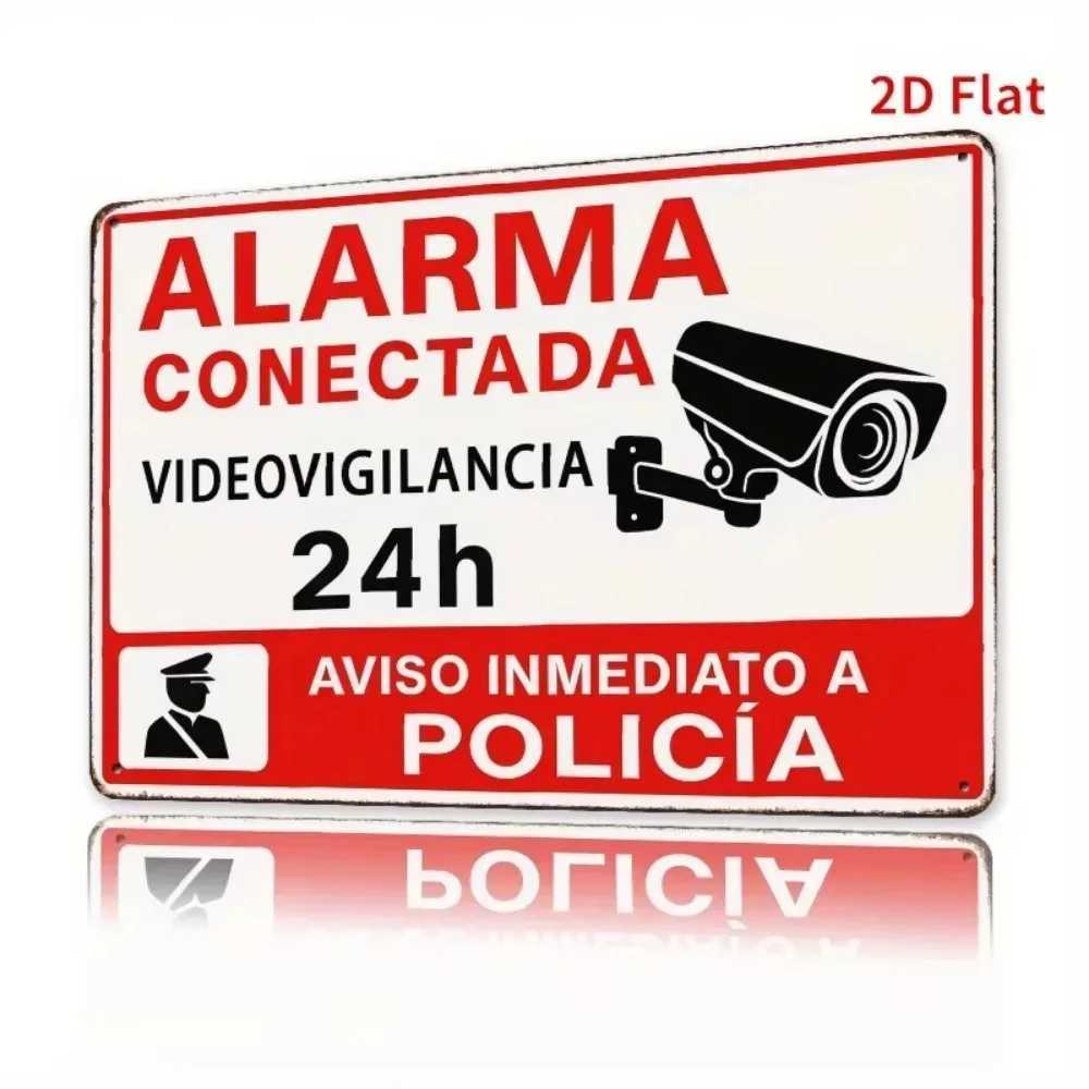 GuardiaSpan Spanish Security Sign 24H Video Vigilancia - Rectangular Iron Plaque Durable for Home Business Outdoor Use D260314