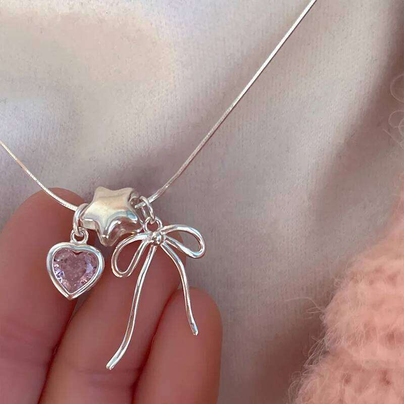 VENTFILLE 925 Sterling Silver Zircon Love Heart Bracelet For Women Bowknot Stars Bead Snake Bone Chain Jewelry Gift Dropship Z260313