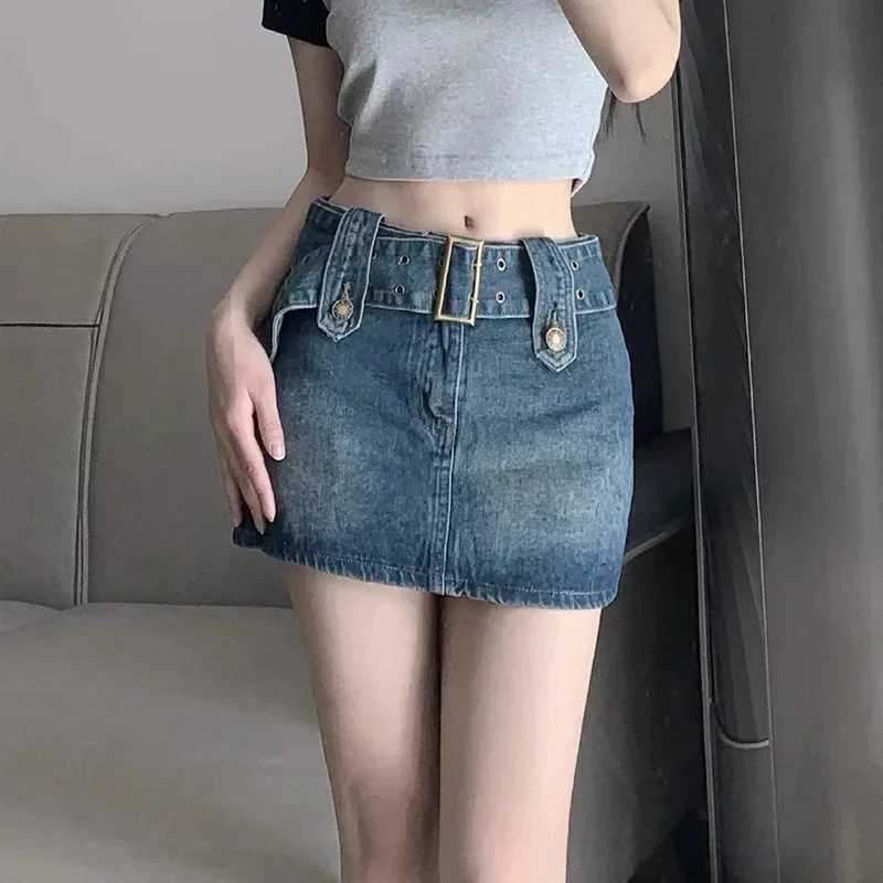 Women High Waist Grunge Harajuku Skirts Jeans s Y2k Clothes Denim Mini Dress Female Goth Blue Black Coquett A Line Skirts M260314