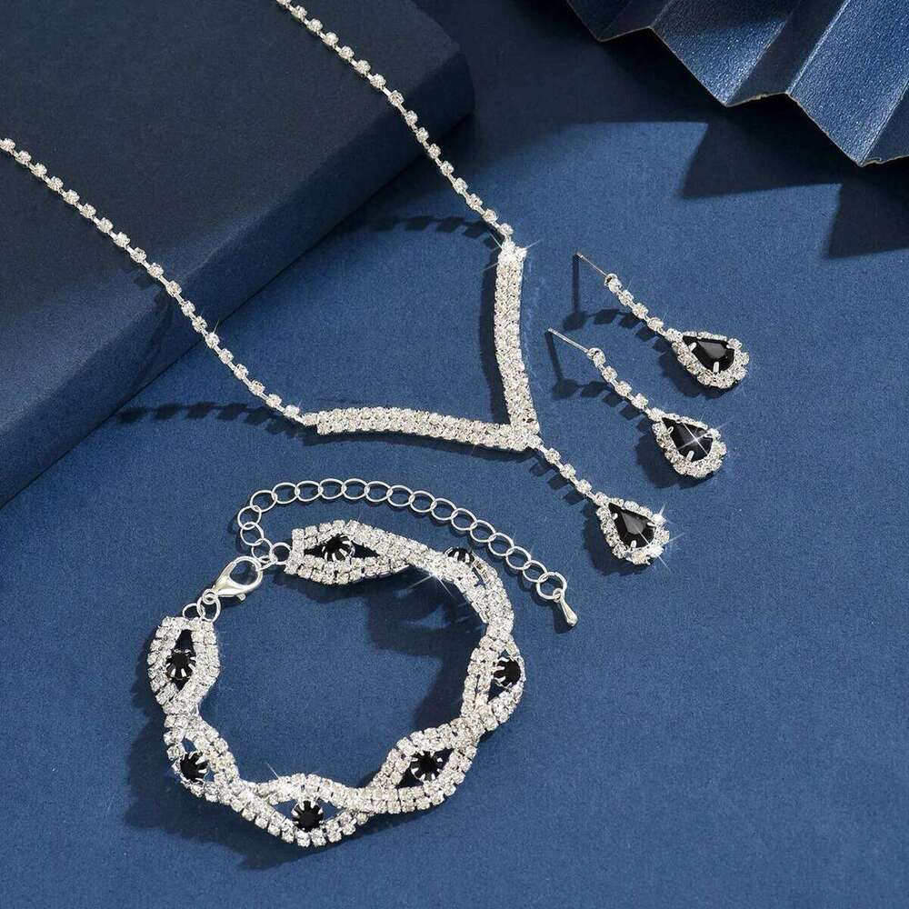 4PC Women's Fashion Water Drop Necklace Earrings Bracelet Jewelry Set Suitable for Wedding, Party, Festival Gifts Z260313