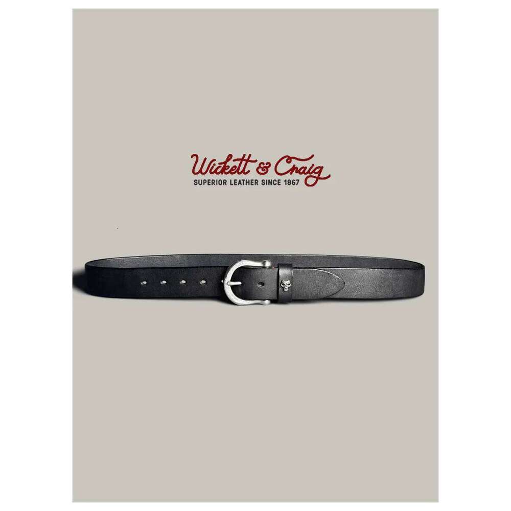 Japanese handmade men's leather denim casual Hong Kong style retro hammer steel buckle first layer cowhide belt Z260226