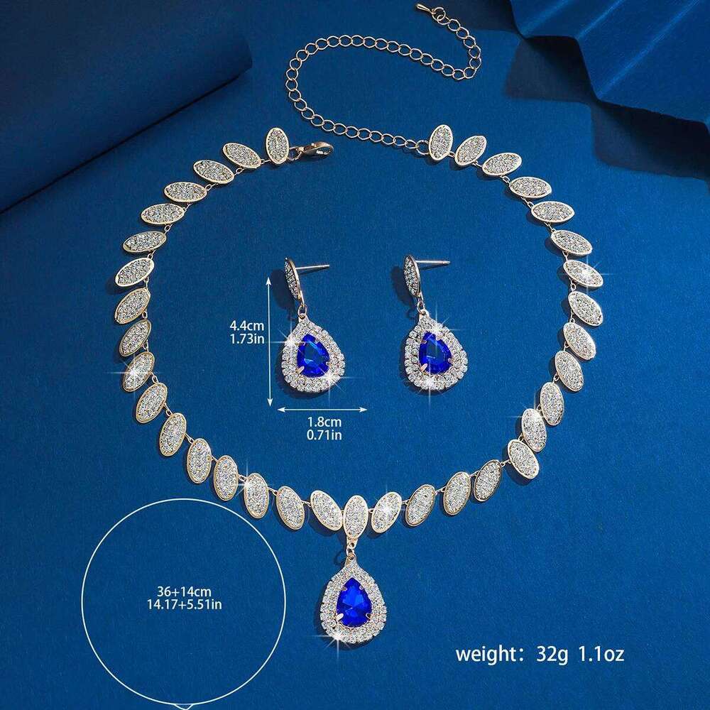 Ladies' fashionable heart-shaped minimalist design elegant crown necklace earrings jewelry set Z260313