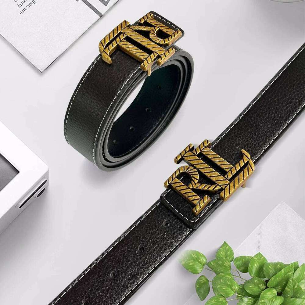 Men's Black PU Leather with RLL Print Design Versatile Multi-Color Business Casual Formal Belt for Jeans Trousers Gift Z260226