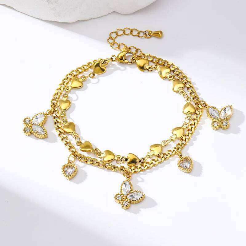 EILIECK 316L Stainless Steel Cubic Zirconia Butterfly Chain Bracelet For Women New Rust Proof Office Ladies Chic Jewelry Gift Z260313