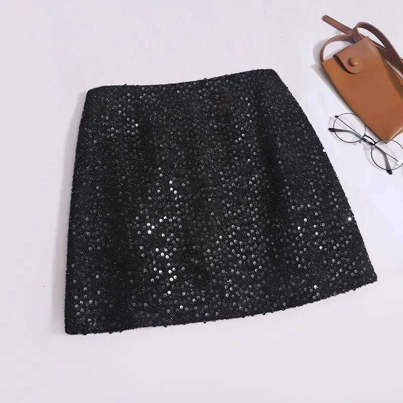 Short Pink Sequin Skirts Sweet Slim Sexy Faldas Mujer Moda 2026 Jupe Korean Black Office Lady Clothes Ropa Z260314