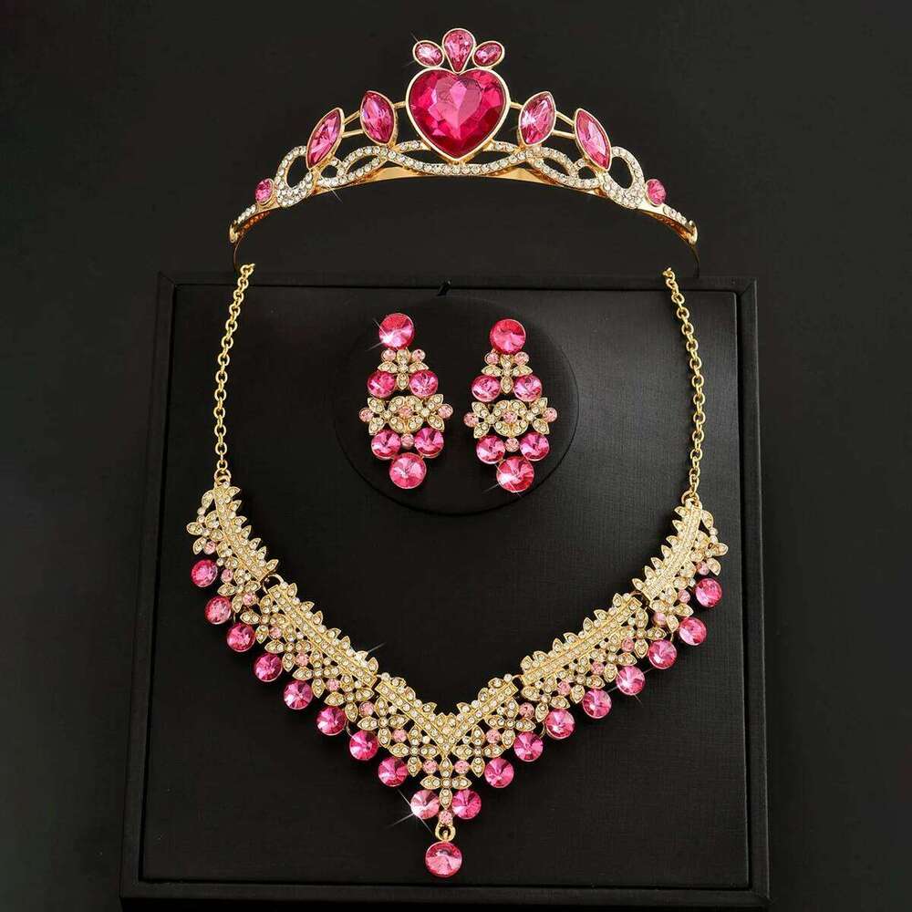 Ladies' Fashion Design Crown Necklace Earrings Jewelry Set Suitable for Wedding, Party, Festival Gifts Z260313