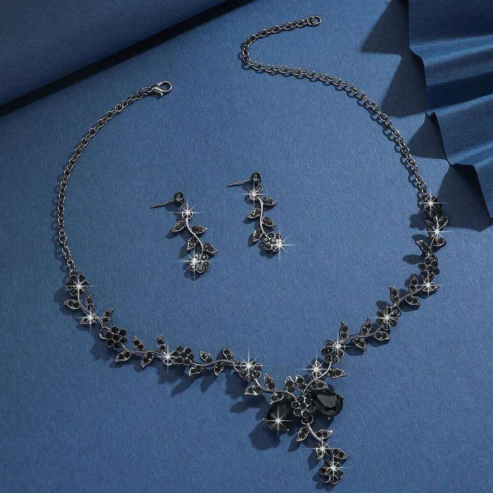 Sparkling Zircon V-Neck Necklace and Earrings Set Womens Elegant Bridal Party Jewelry Gift for Wedding Prom Z260313