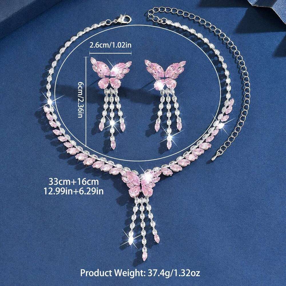 European and American new exquisite socialite style necklace earrings in multiple colors two-piece set Z260313
