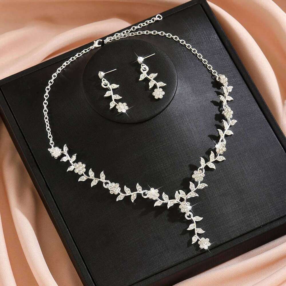 3PC Women's Fashion Design Flower Necklace Earrings Jewelry Set Suitable for Wedding, Party, Festival Gifts Z260313