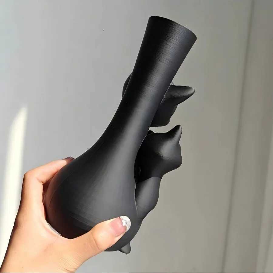 Creative Art Dry Flower Hydroponic Cat Vase Suitable for Indoor Living Room Study Office Outdoor Balcony Garden Mothers Day Y260314