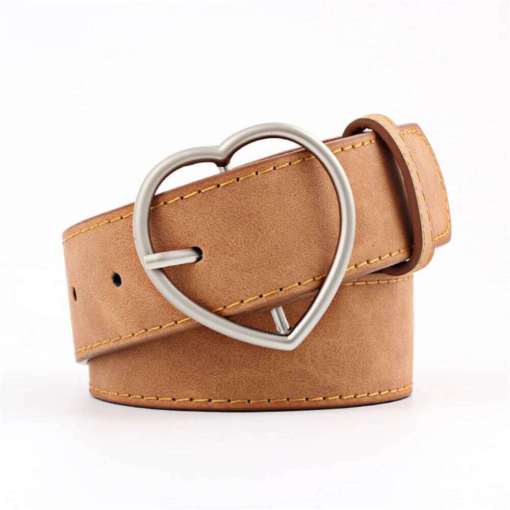 New Design Beige Love Buckle Waist Women Female Leather for Jeans Korean Fashion Ladies Accessories Belts Z260226