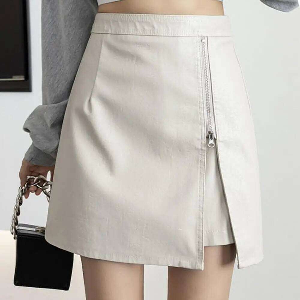 Solid Color High Waist Zipper Split Faux Leather Dress-up Irregular Club Lady Mini Skirt Women Clothes Z260314