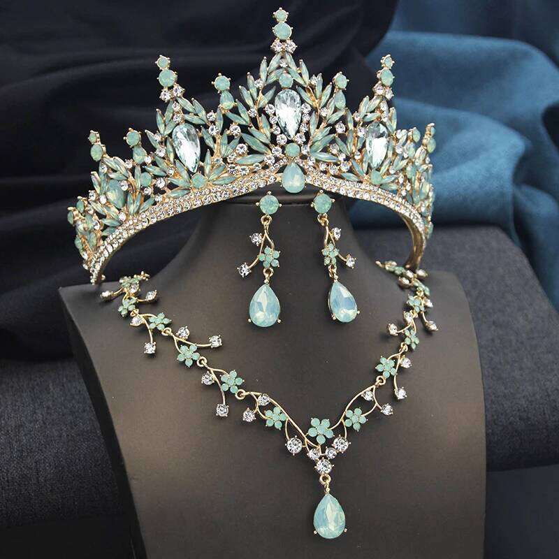 Princess 3 Pcs Set Tiaras and necklace earrings for Bridal Jewelry Sets Brides Wedding Crown Prom Birthday Costume Accessories Z260313