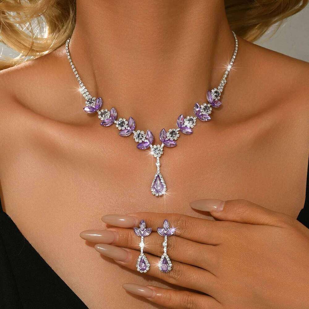 European and American Cross border New Products Sunflower Colorful Necklace Earrings Wedding Banquet Versatile Set Z260313