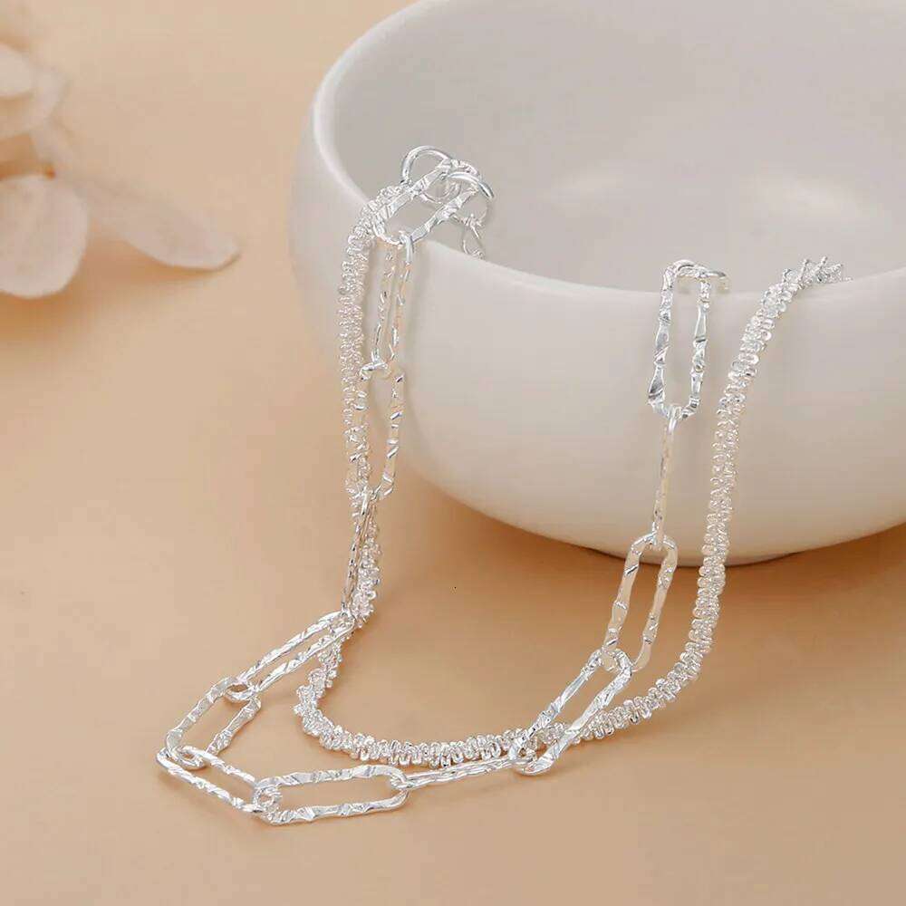 925 Sterling silver beautiful double chain bracelets for women fashion original party wedding engagement Jewelry holiday gift Z260313