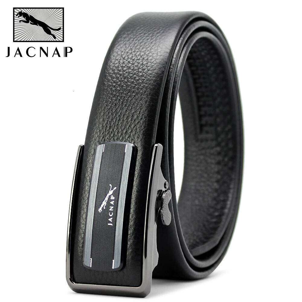 JACNAIP Ratchet Leather Belts for Men Automatic Adjustable Wear-Resistant Inside Wear Metal Buckle Mens Belt Strap 3.5CM Z260226