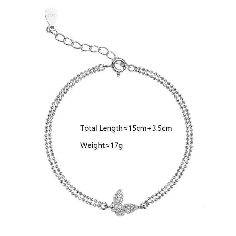 Sweet Shining Zircon Butterfly For Women Anti-allergic Silver Color Chain Bracelet With S925 Stamp Gift S-B401 Z260313