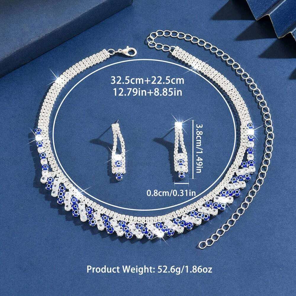 Design sense, trendy and innovative, super sparkling bare diamond necklace, earrings, two-piece set with accessories Z260313