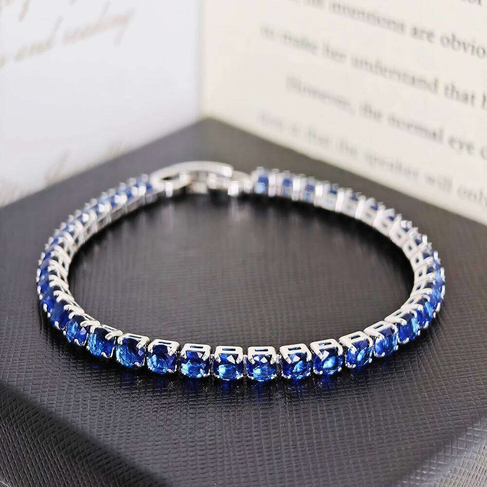 2024 New Arrival 4mm Luxury Red Blue Green Silver Color Bracelet Bangle for Women Valentine's Day Gift Jewelry Wholesale S5787 Z260313