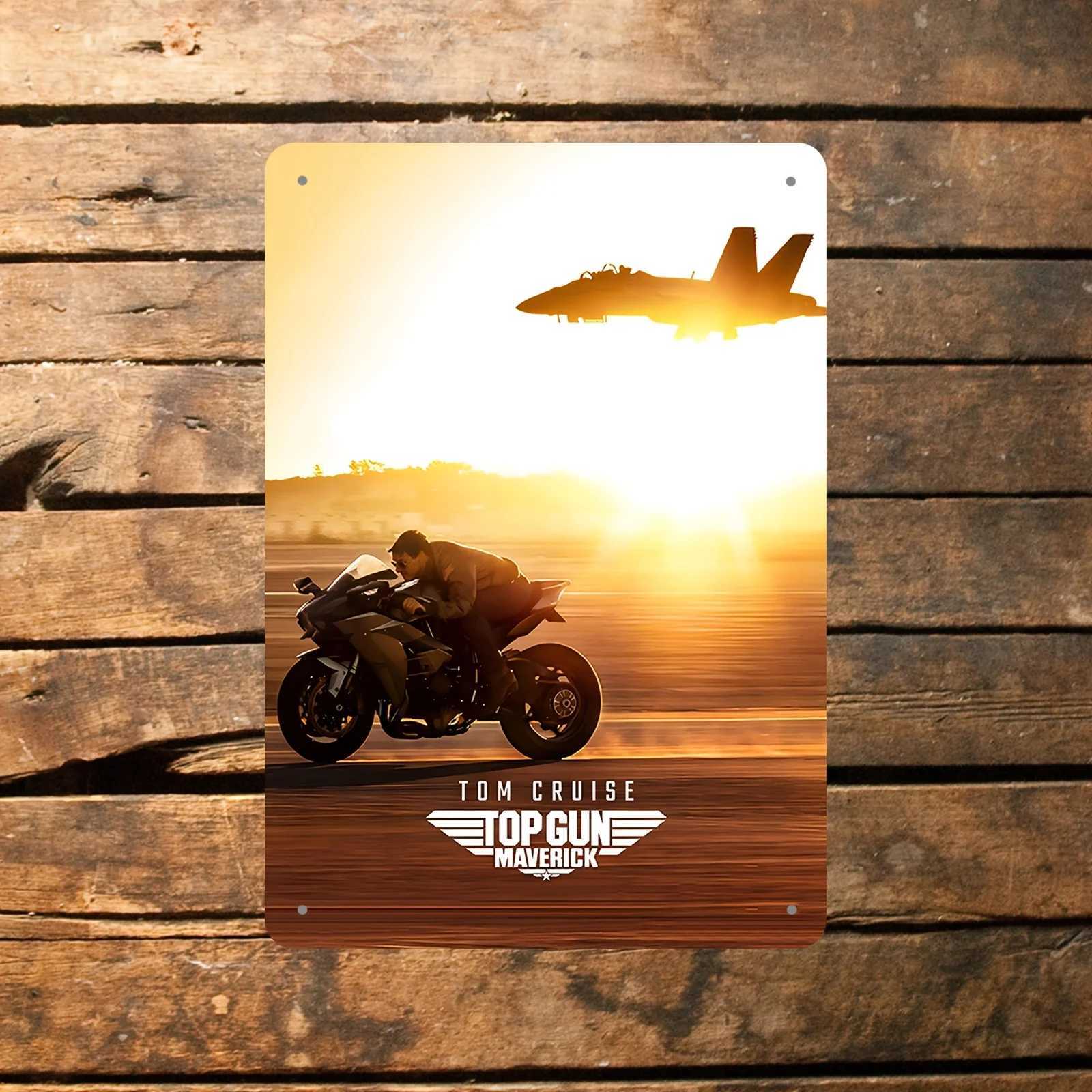 Maverick Metal Tin Sign - Tom Cruise Fighter Jet Poster - Durable Iron Wall Decor for Home Bar Garage Office - No Wiring D260314