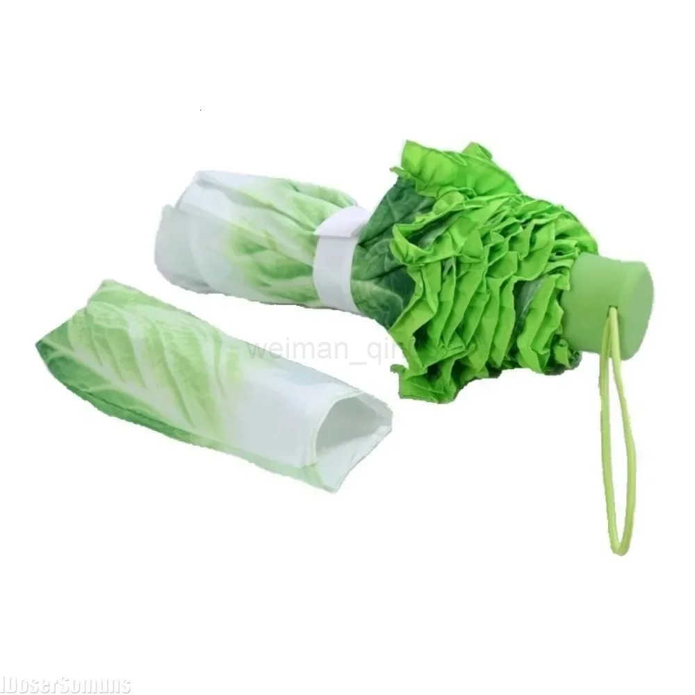 Creative Cabbage Umbrella UV Protection Beach Funny Vegetable Umbrella Parasol Gifts Lettuce Folding Rainy and Sunny Umbrellas H260314