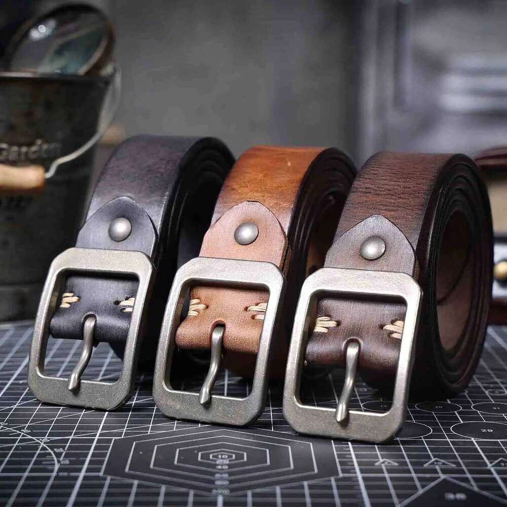 Genuine Men's Cowhide Belts Stainless Steel Buckle, Italian Thickened Leather With Box,Ideal Choice For Gift Z260226