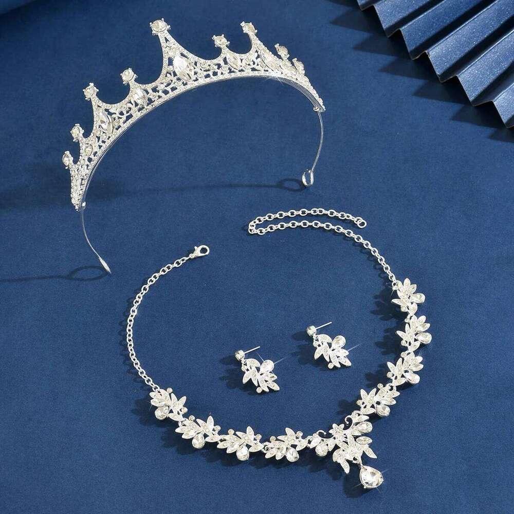Ladies' fashionable, simple, light luxury style, crown necklace, earrings, jewelry set, wedding party, holiday gift Z260313