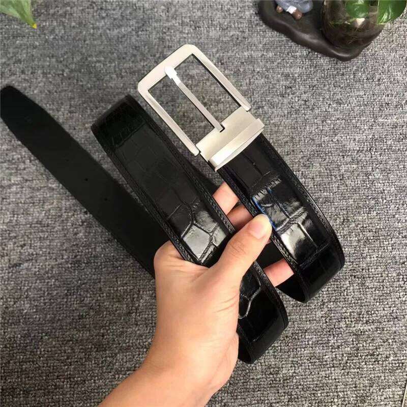 Classical Exotic Alligator Skin Belt For Men Stainless Steel Needle Buckle Genuine Crocodile leather Male Waist Straps Z260226