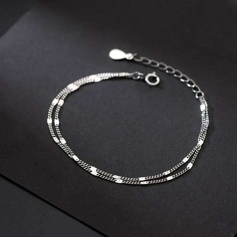 2025 New Stainless Steel Double Layers Simple for Women Temperament Elegant Sweet Link Chain Bracelet Jewelry Gift Z260313
