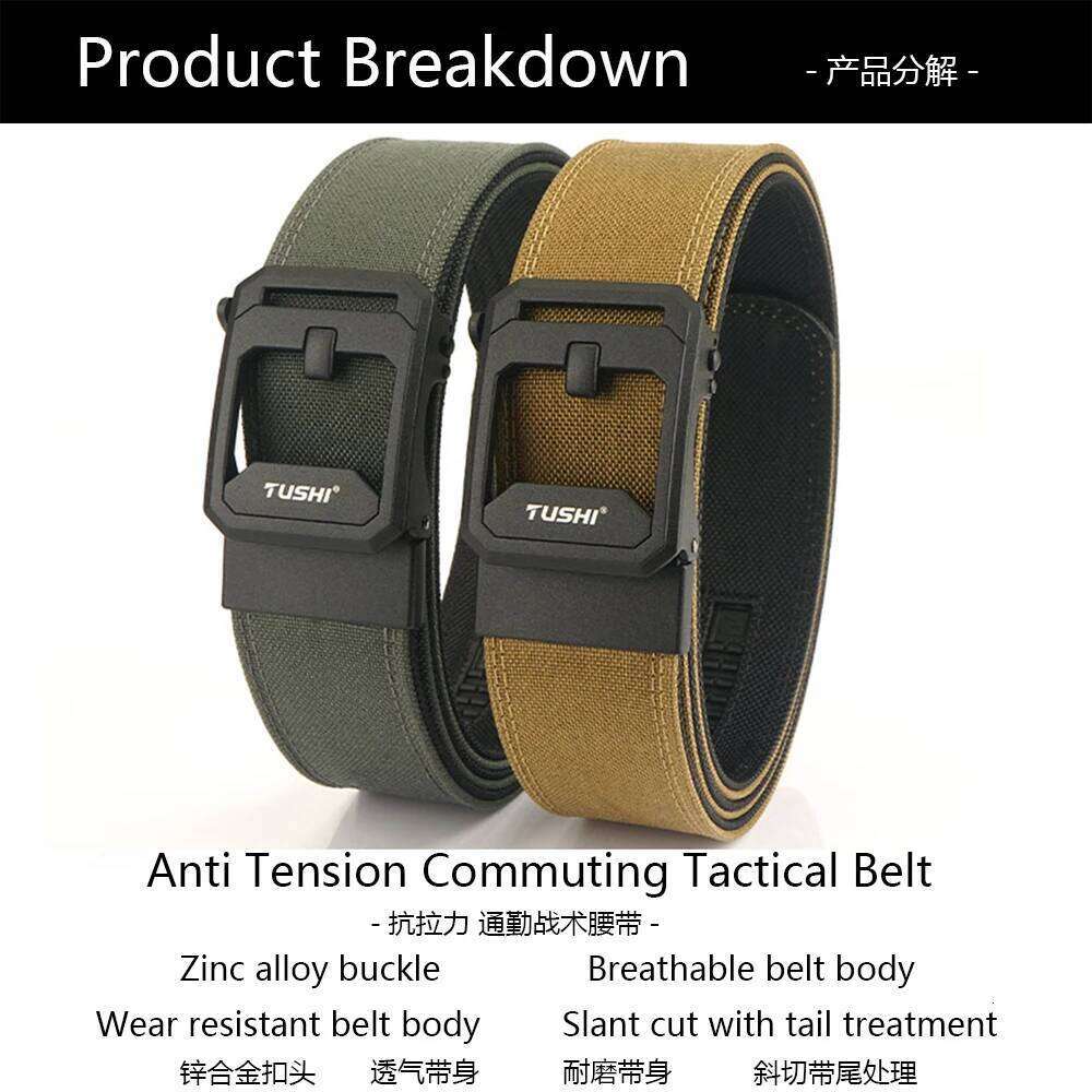 TUSHI New 4.3cm Hard Gun for Men and Women Alloy Automatic Buckle Outdoor 1100D Nylon Military IPSC Belt Male Z260226