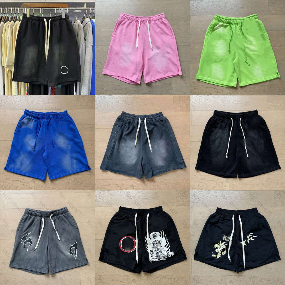 2026 New Summer 5A Designer Letter Graphic Print High Street Vintage Hip Hop Knee-Length Loose Casual Washed Mens Shorts