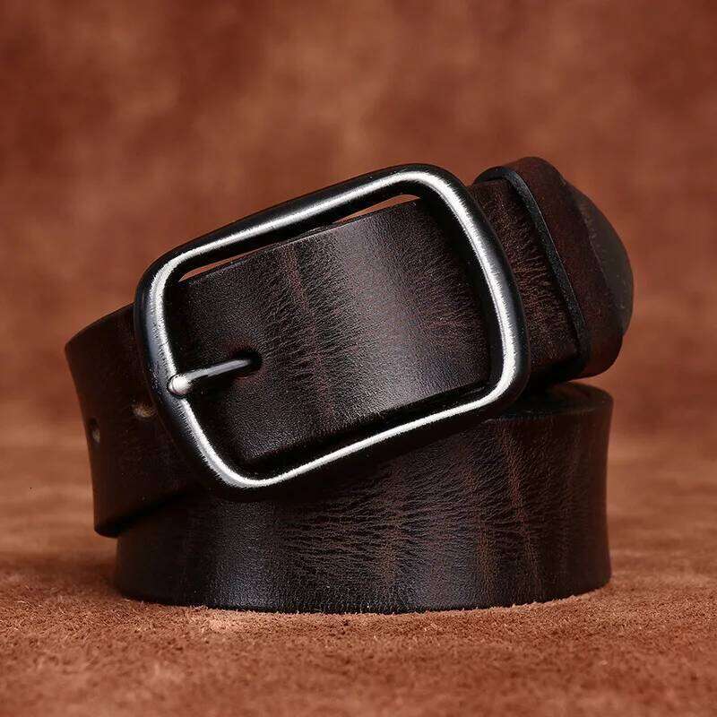 3.8CM Men High Quality Genuine Leather Belt Luxury Pin Buckle Belts Thick Cowskin Fashion Vintage Strap Male Jeans for Man Z260226