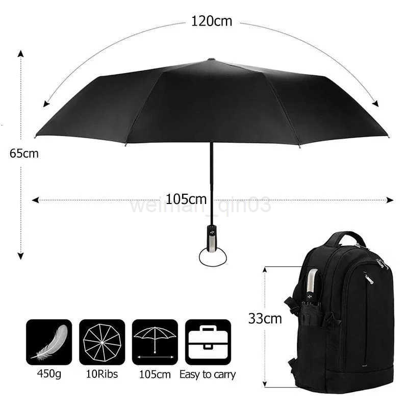 Automatic Folding Vinyl Umbrella Ten-Bone Umbrella Is Strong Windproof and Rainproof Large Umbrella for Business Use H260314