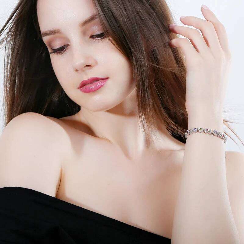 BeaQueen Trendy Green and White Cubic Zirconia Stone Silver Color Tennis Bracelets Dress Jewelry Accessories Gift for Women B100 Z260313