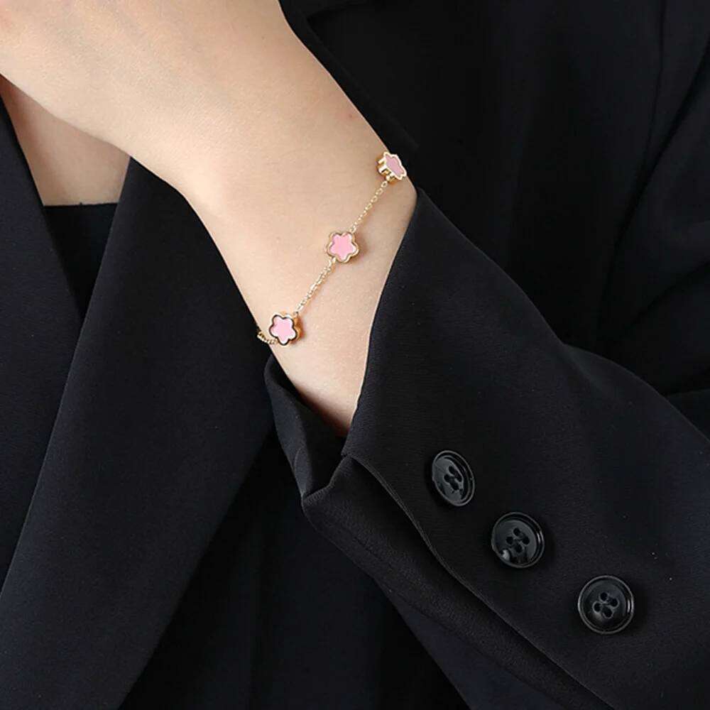 New Luxury Stainless Steel Clover Bracelet Five-Leaf Flower Bracelets lucky star Jewelry for Women Mother's Day Gifts Z260313