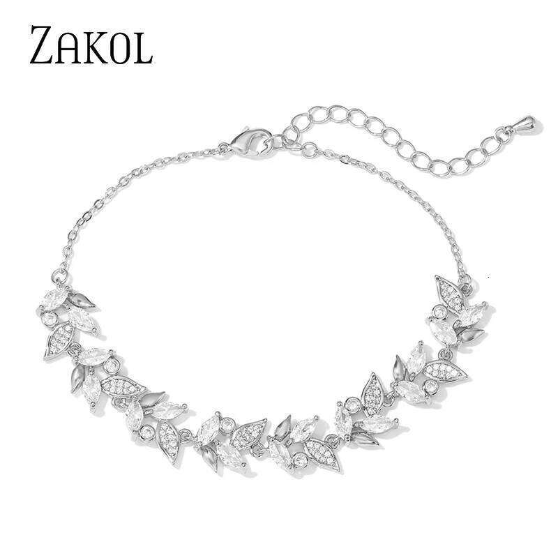 Fashion Marquise Leaf Zircon Charm Bracelets for Women Shiny AAA Cubic Zirconia Gold Color Adjustable Bracelet Wedding Jewelry Z260313